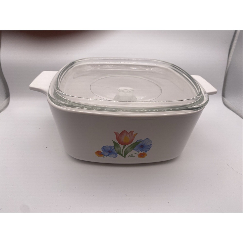 Corning Ware Fresh Cut Tulip A-1 1/2-B Casserole Dish w/ A-7-C Lid.